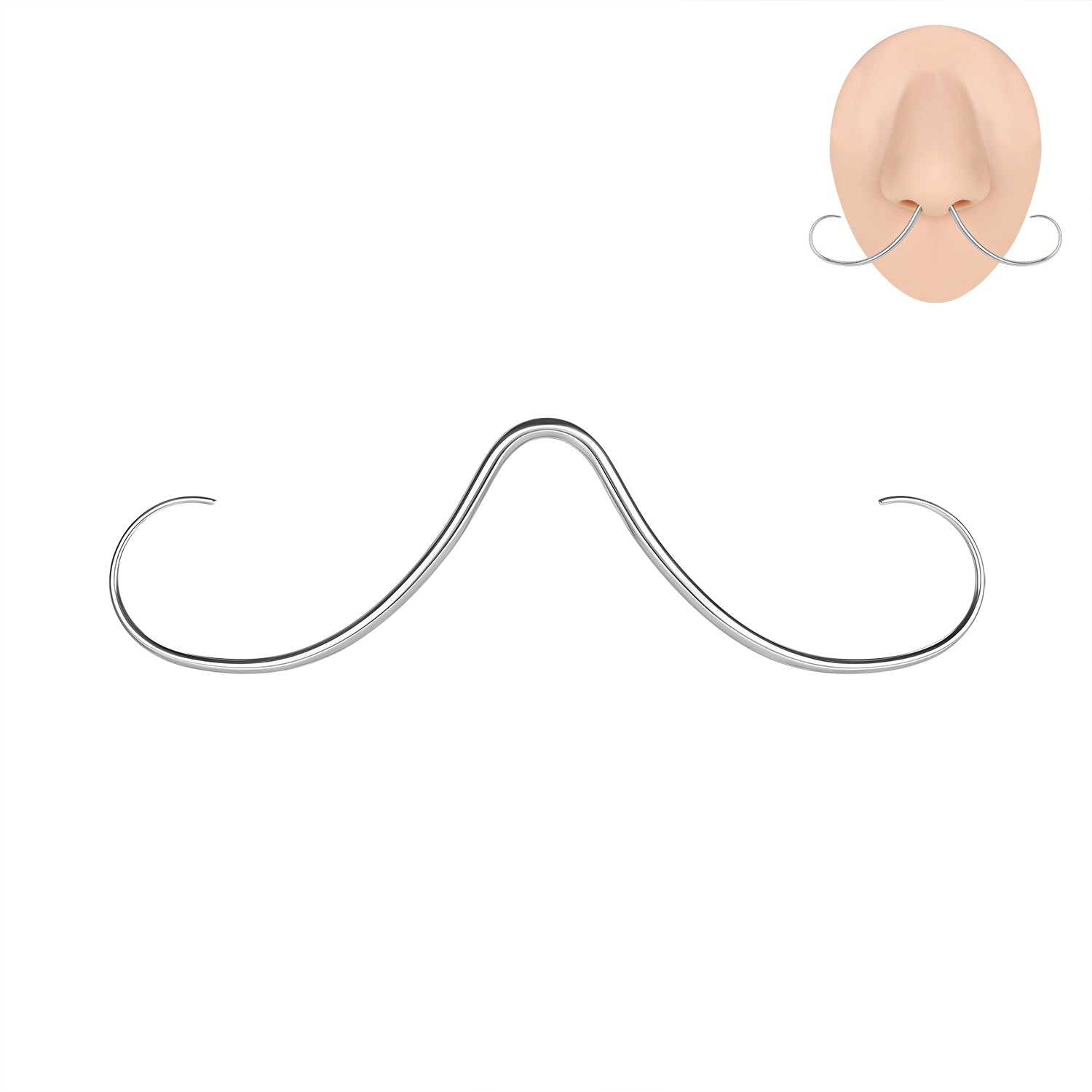 14G/16G Mustache Septum Ring Nose Piercing Jewelry