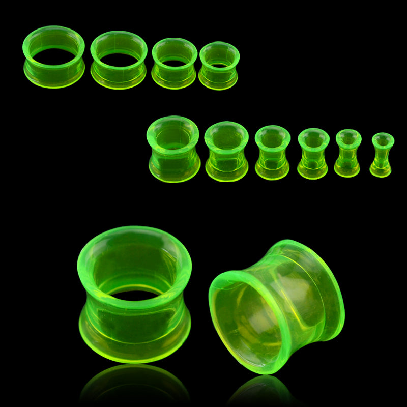 1-Pair-3-20mm-Acrylic-Clear-Green-Ear-Tunnels-Double-Flared-Stretchers-Ear-Expander