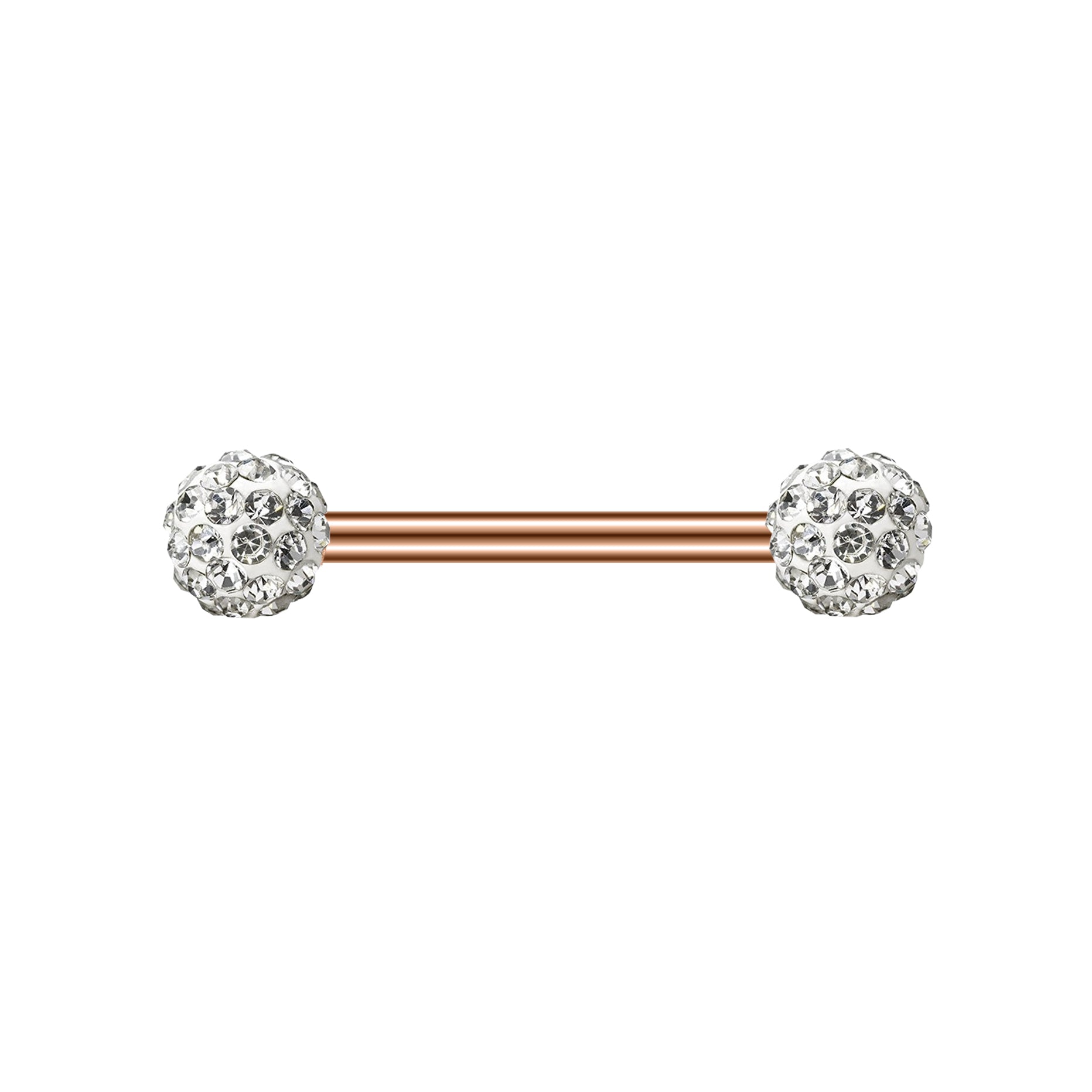 2pcs 14G Simple Nipple Barbell Ring Rose Gold Rod Crystal Nipple Piercing