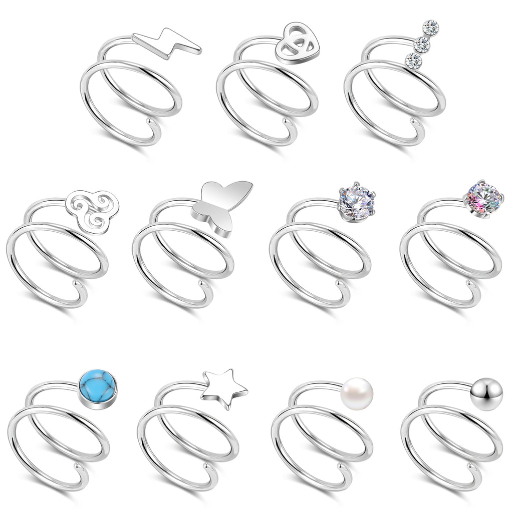 20G-Six-Claw-White-Zirconal-Nose-Rings-Double-Layered-Spiral-Nose-Piercing-Stainless-Steel-Nostril-Rings