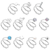 20G-Six-Claw-White-Zirconal-Nose-Rings-Double-Layered-Spiral-Nose-Piercing-Stainless-Steel-Nostril-Rings