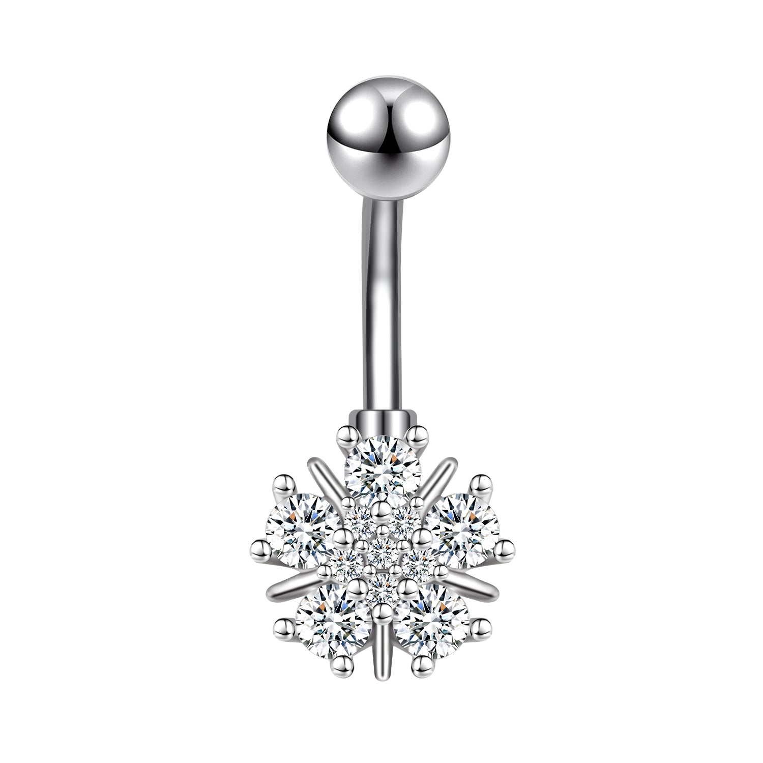 ZS | Flower Belly Rings | Zirconia Navel Piercing | Belly Navel Button ...