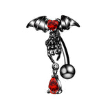14G Black Bat Belly Rings Red Zirconal Navel Piercing Stainless Steel Navel Belly Button Ring