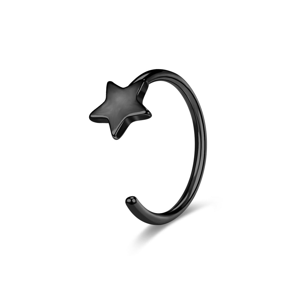 20G-Black-Silver-Star-Nose-Ring-C-Shaped-Nose-Stud-Stainless-Steel-Nose-Rings-Piercing