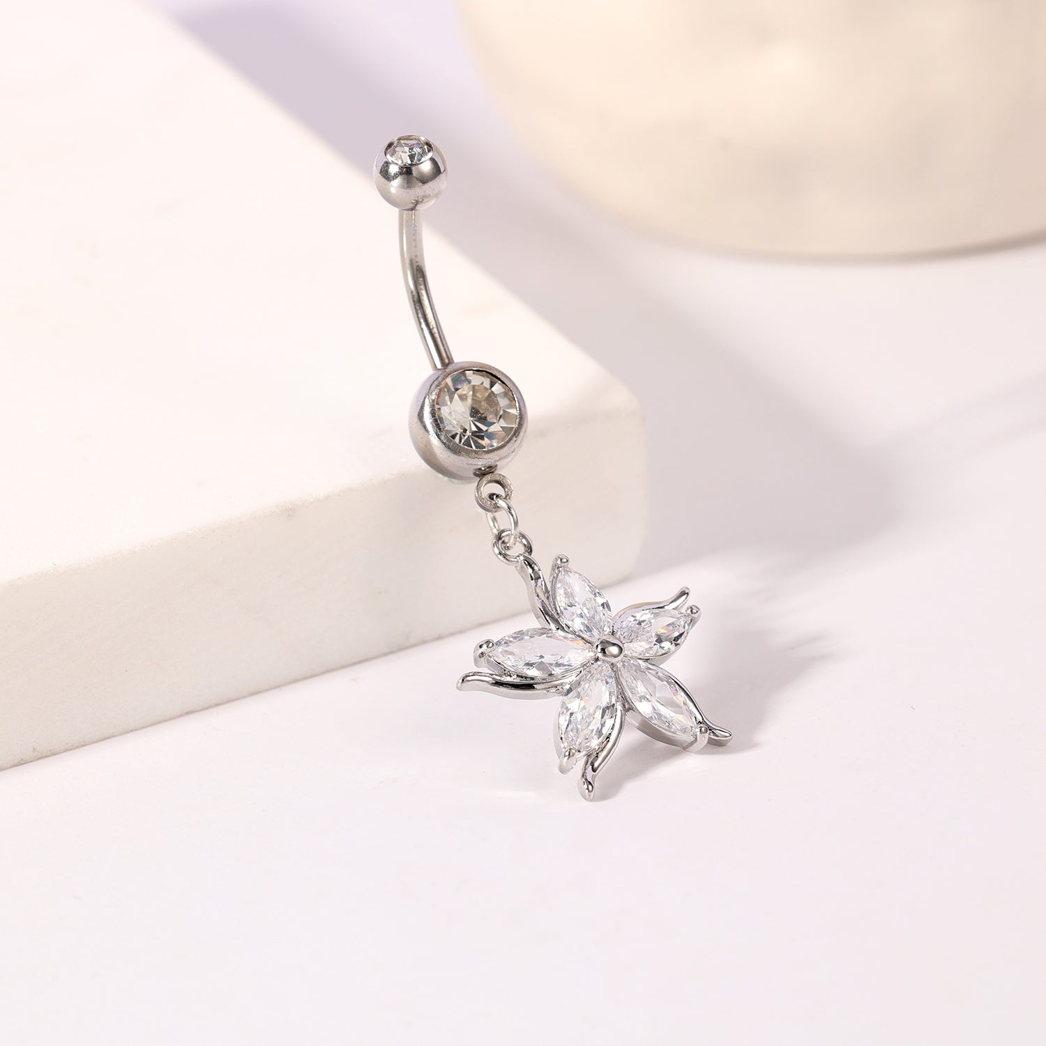 14G Bling Star Belly Navel Rings Cubic Zirconia Belly Button Rings