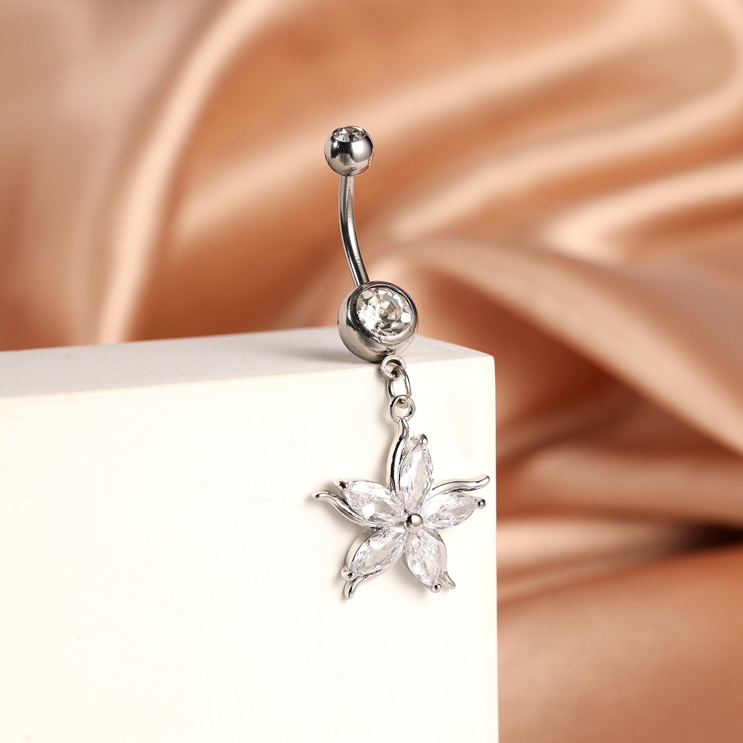 14G Bling Star Belly Navel Rings Cubic Zirconia Belly Button Rings