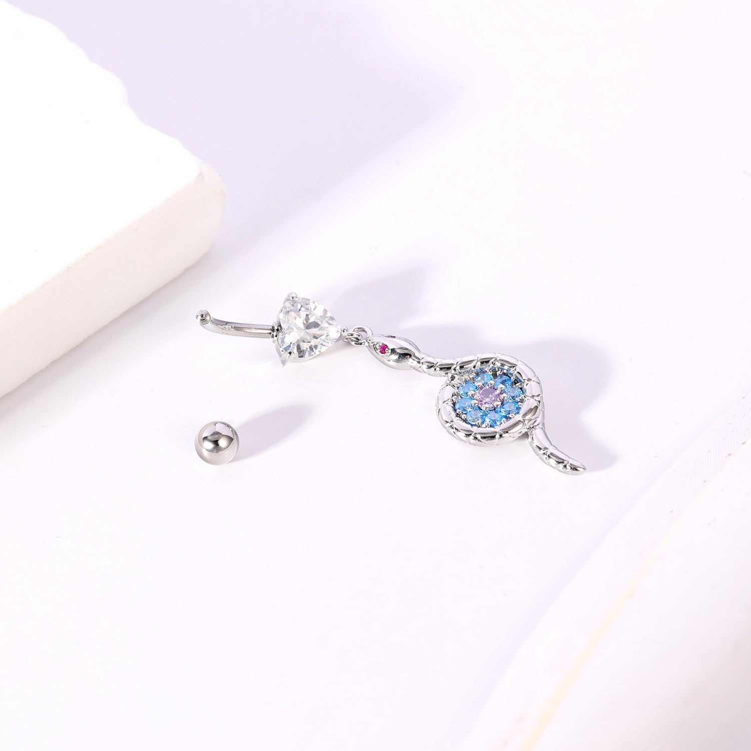 14G Snake Belly Rings Inlay AAA Cubic Zirconia Belly Navel Button Rings