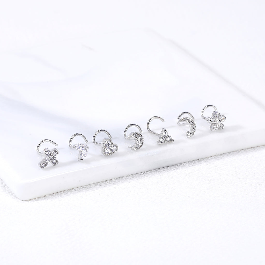 20G-Triangular Petal-White-Crystal-Nose-Studs-Piercing-Crokscrew-Nose-Rings-Stainless-Steel-Nostril-Piercing