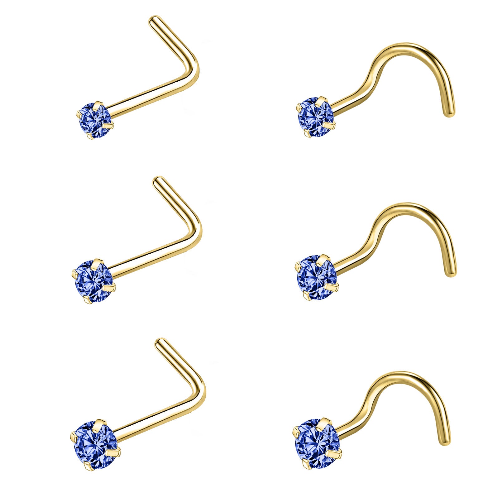 20g-Dark-Blue-Zircon-Nose-Studs-Piericng-Gold-Plated-L-Shape-Corkscrew-Nose-Rings