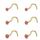 6-Pcs/Set-20G-Red-Zircon-Nose-Studs-Piercing-Crokscrew-Nose-Rings-Gold-Plated-Nostril-Piercing