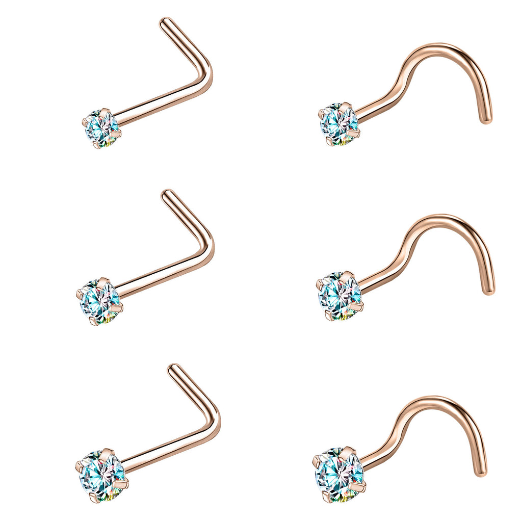 20g-AB-Zircon-Nose-Studs-Piericng-Rose-Gold-Plated-L-Shape-Corkscrew-Nose-Rings