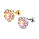16G Pink Opal Stud Earring Gold Plated Ear Stud Jewelry