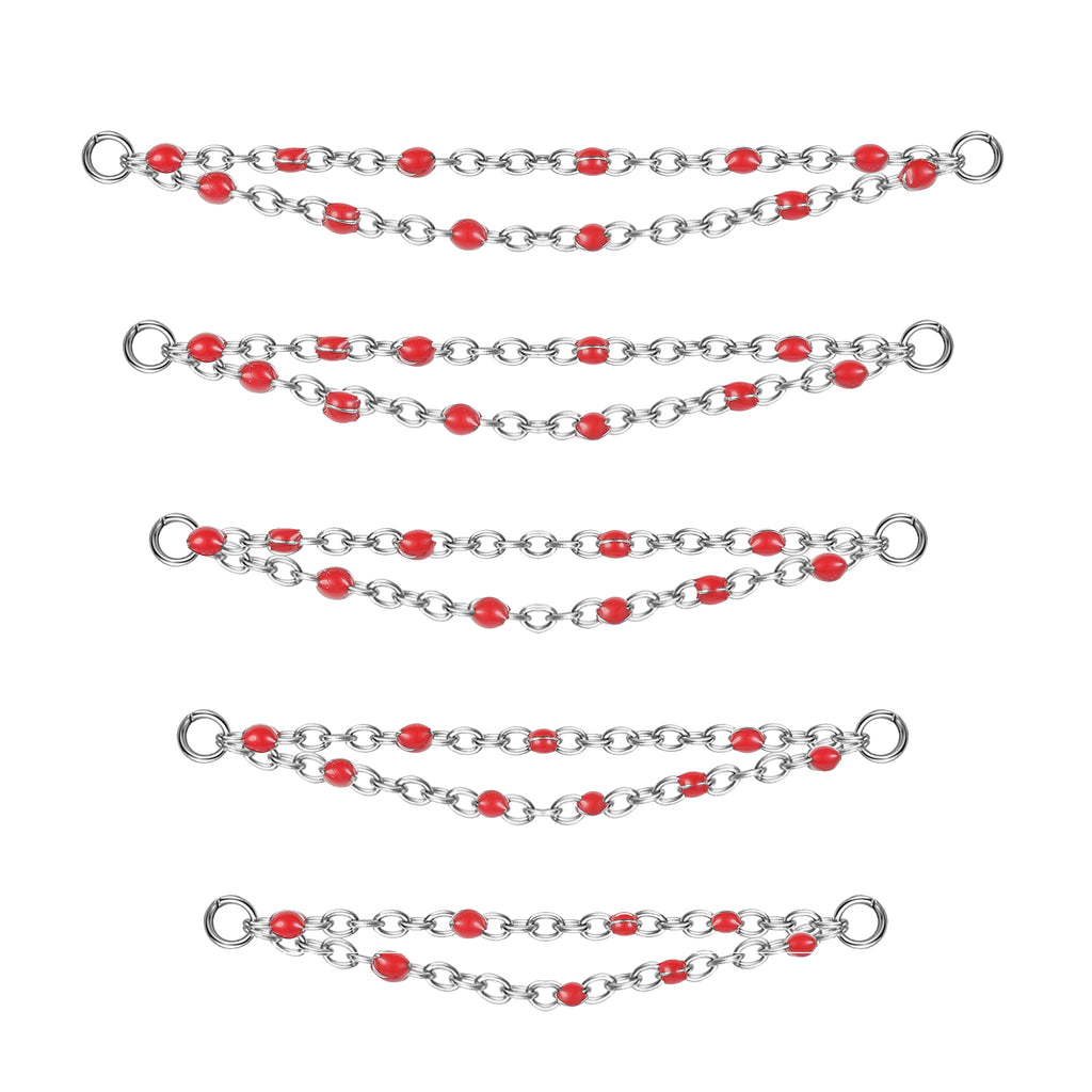 5pcs-set-stainless-steel-red-ball-nose-stud-chain-economic-set