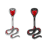 Snake Belly Button Rings Red Crystal Belly Navel Piercing