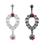 Spider Web Belly Button Rings Red Crystal Belly Navel Piercing