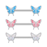 2pcs 14G Butterfly Nipple Barbell Ring Cute Nipple Piercing