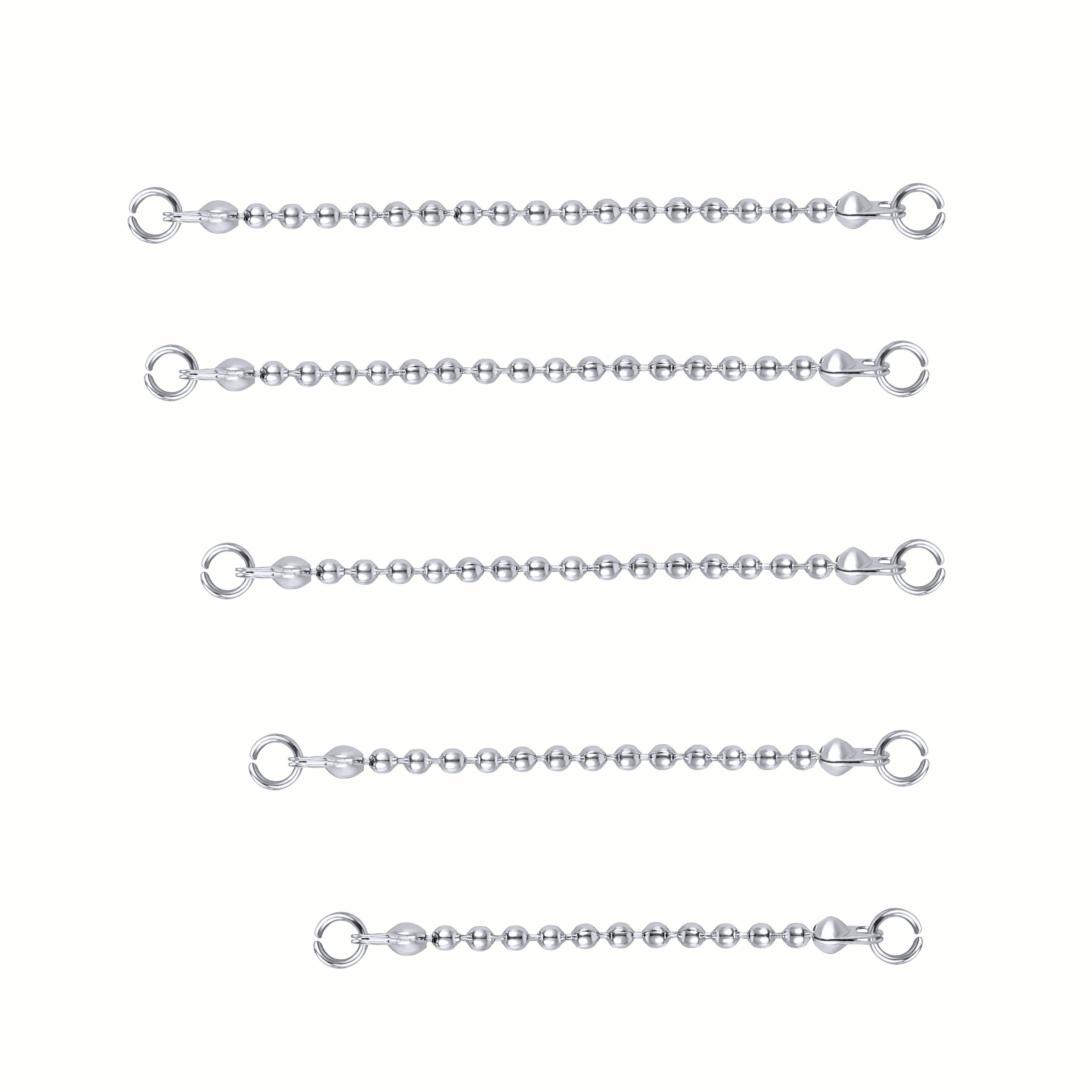 5pcs-set-stainless-steel-silver-ball-nose-stud-chain-economic-set