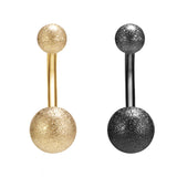 black-gold-14g-belly-button-rings-double-frosted-ball-belly-navel-piercing