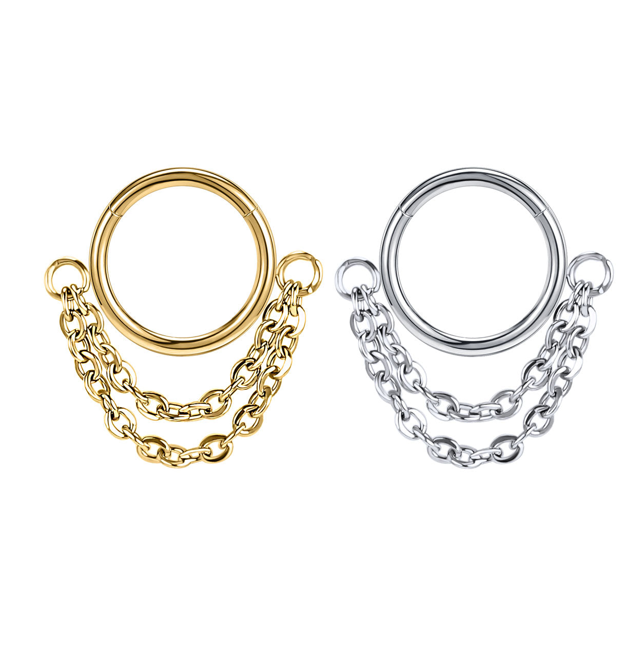 16g-gothic-double-chains-nose-septum-ring-gold-sliver-clicker-stainless-steel-helix-cartilage-piercing