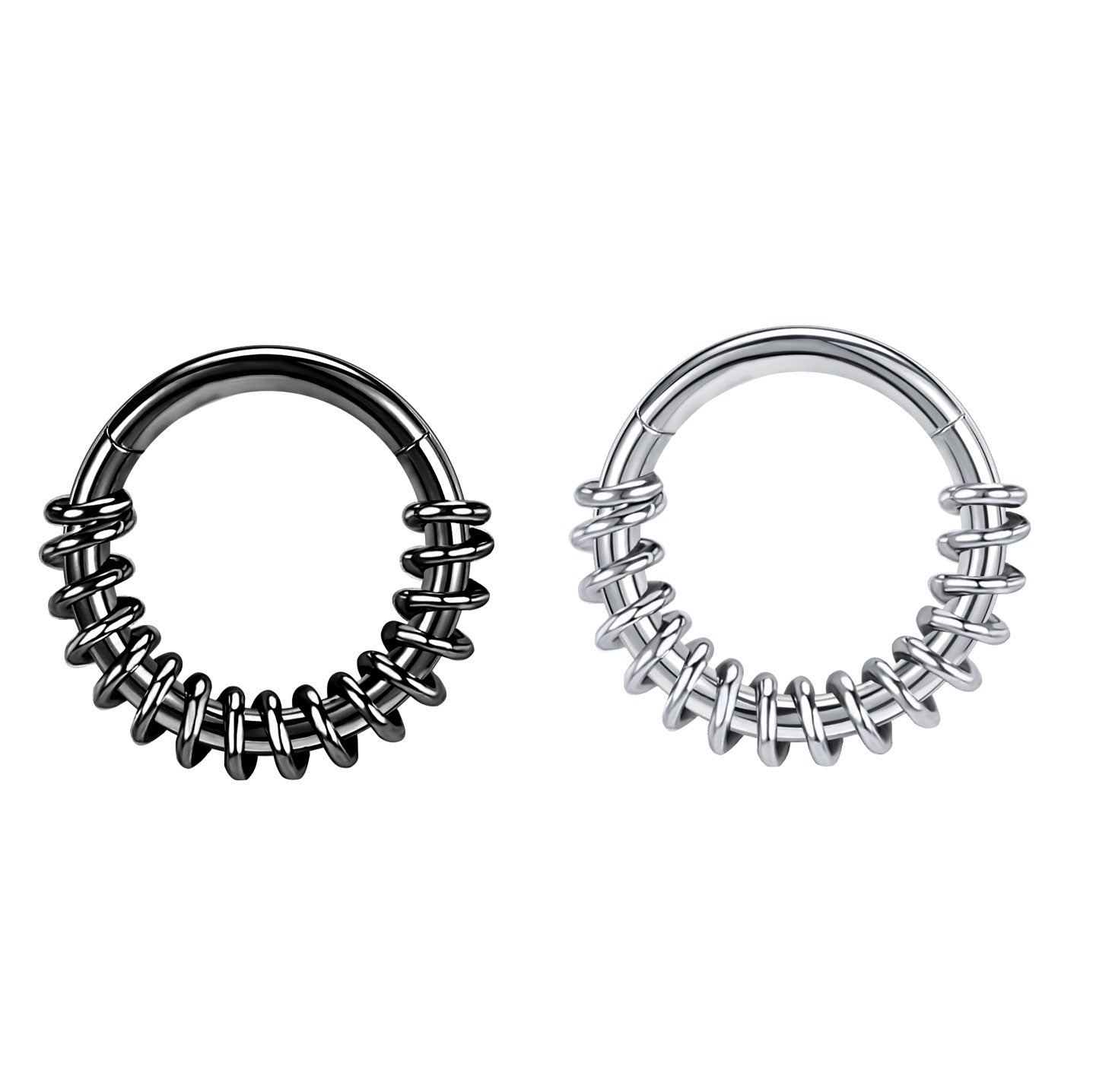 16g-spring-roll-nose-septum-ring-black-sliver-clicker-stainless-steel-helix-cartilage-piercing