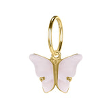 16G Pink Butterfly Dangle Belly Button Rings Gold Hoop Belly Navel Piercing