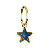 16G Blue Star Dangle Belly Button Rings Gold Hoop Belly Navel Piercing