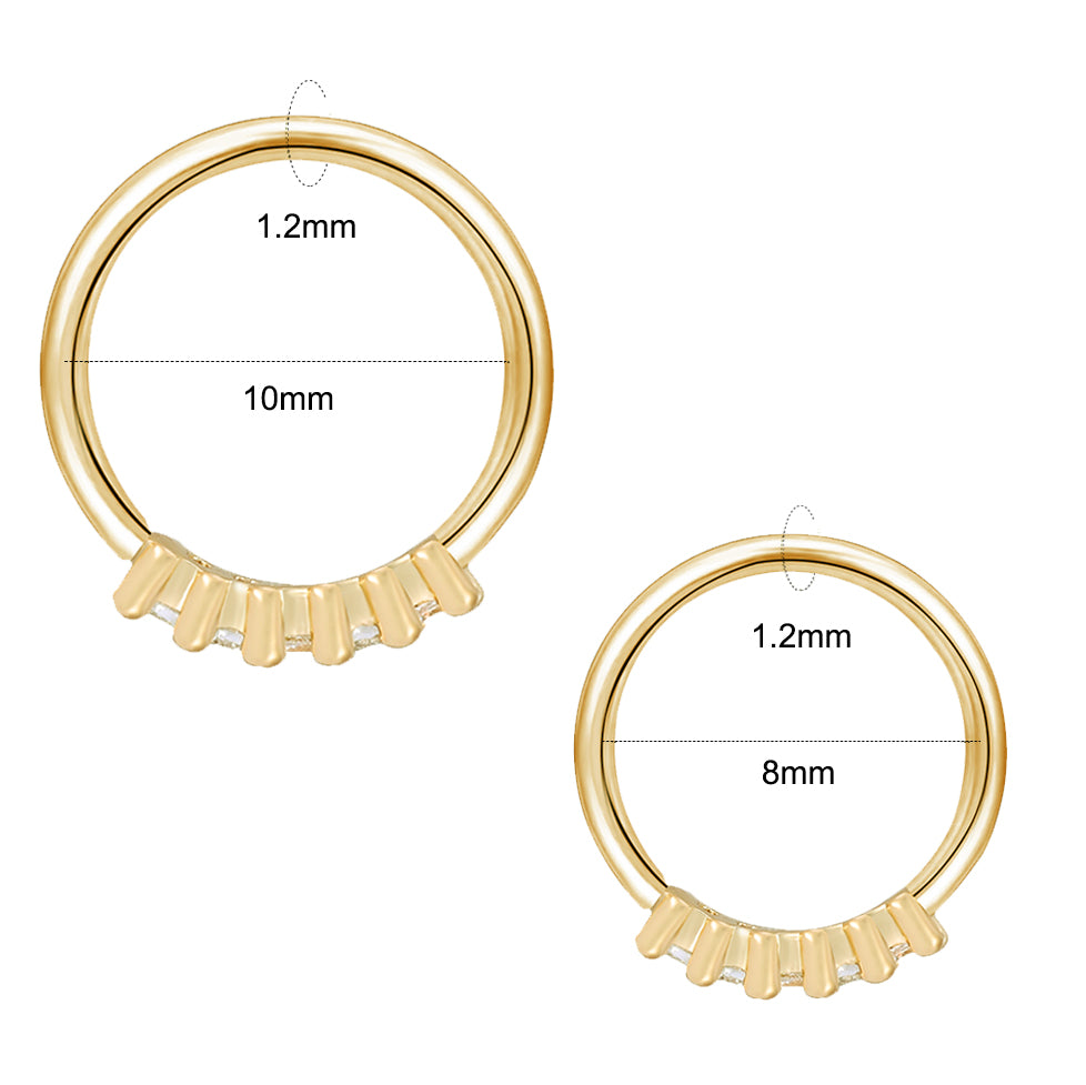 16G Ear Cartilage Piercing Helix Tragus Conch Earrings White Zirconia-Gold