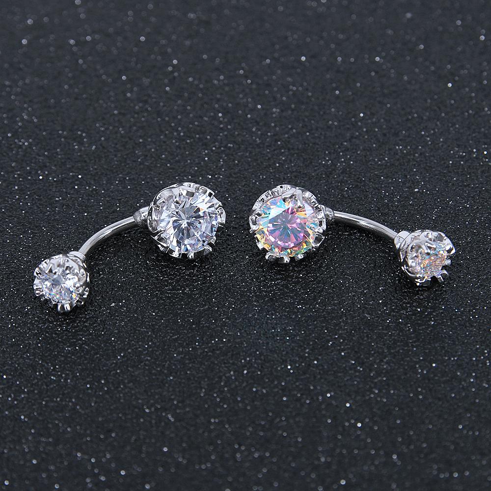 Flower-Crown-Belly-Button-Ring-Zirconia-Belly-Navel-Piercing-Jewelry-white-silver
