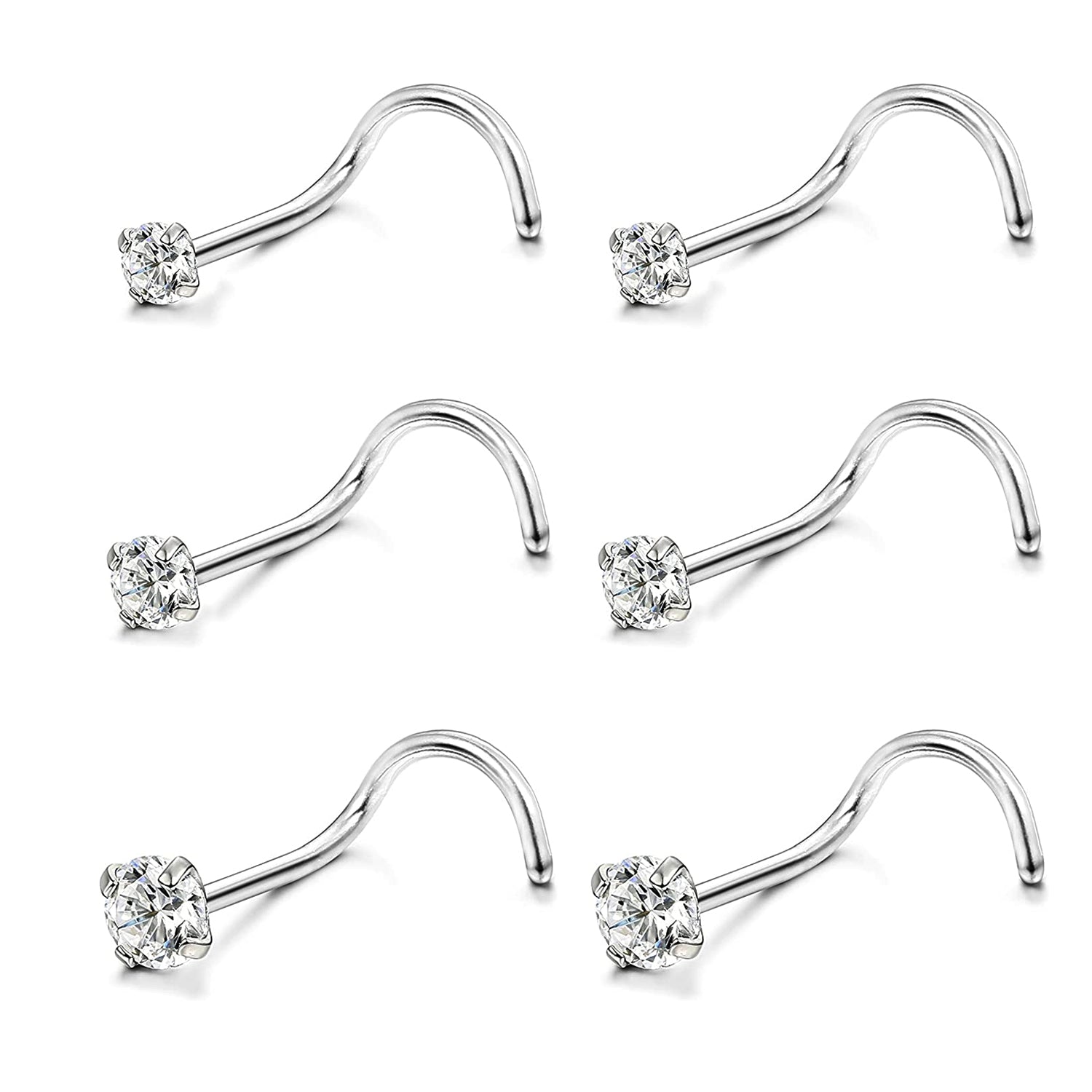 6pcs-set-silver-nose-stud-rings-crystal-nose-corkscrew-piercing-economic-set