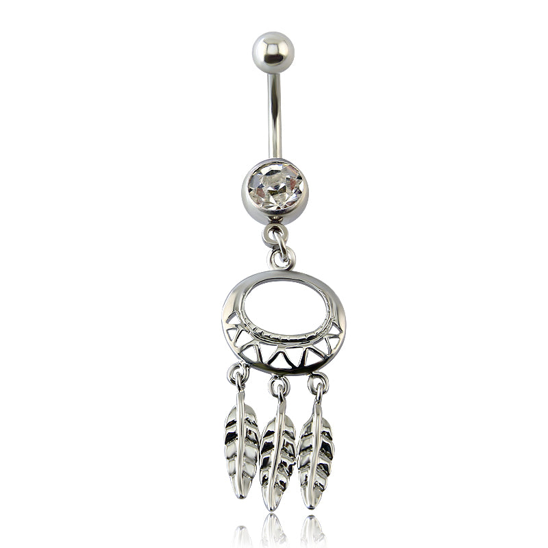 14g-Leaf-Dangle-Belly-Button-Rings-Round-Stainless-Steel-Navel-Piercing-Jewelry