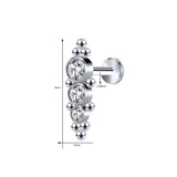 16G Crystal Ball Simple Stainless Steel Labret Rings Lip Tragus Helix Conch Piercing