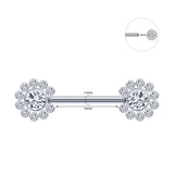 2pcs 14G Plug-in Nipple Ring Round Crystal Nipple Piercing Jewelry