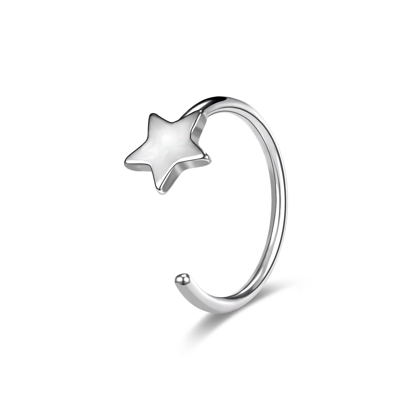 20G Black Silver Star Nose Ring C Shaped Nose Stud Stainless Steel Nose Rings Piercing