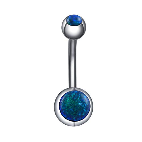 ZS 14g Fire Opal Belly Button Rings 316l Surgical Stainless Steel Belly Navel Ring Body Jewelry