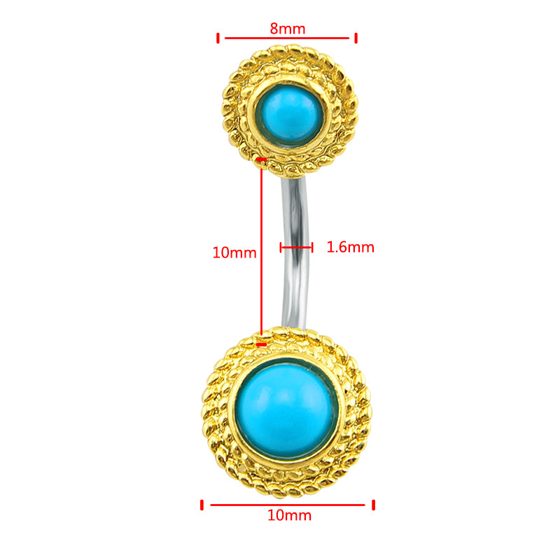 Turquoise-Round-Belly-Button-Piercing