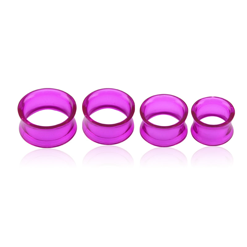 1-Pair-3-20mm-Acrylic-Clear-Violet-Ear-Tunnels-Double-Flared-Stretchers-Ear-Plug-Tunnel