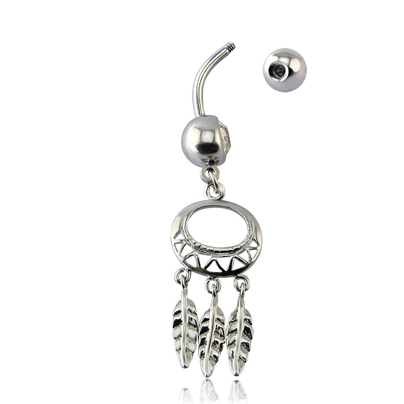 14g-Leaf-Dangle-Belly-Piercing-Round-Stainless-Steel-Navel-Piercing-Jewelry