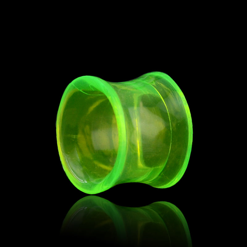 1-Pair-3-20mm-Acrylic-Clear-Green-Ear-Tunnels-Double-Flared-Stretchers-Ear-Gauges