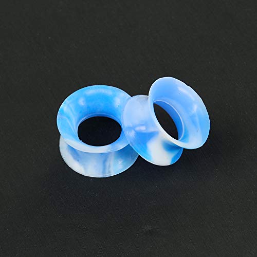 9 Pairs Thin Silicone Flexible Colorful Ear Tunnels Double Flared Expander Ear Gauges-Economic Set