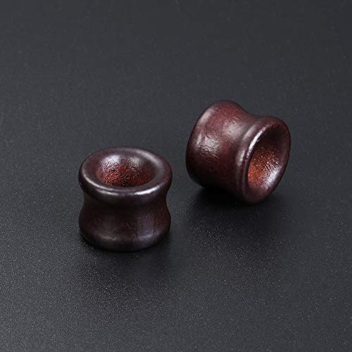 ZS Vintage Natural Brown Wood Organic Ear Tunnel Plugs Stretcher Gauges for Men and Women