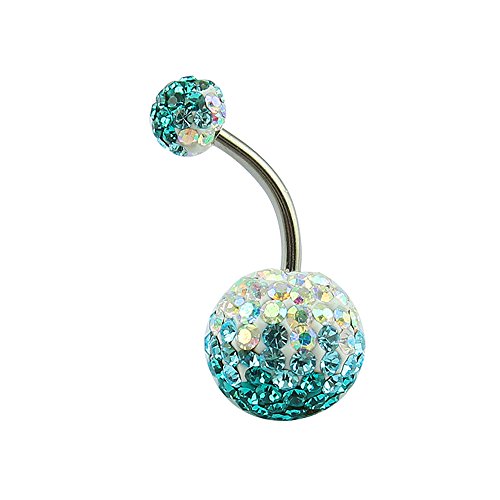 Crystal Ferido Ball Belly Button Ring with Gradual Color Navel Ring for Women/Girl
