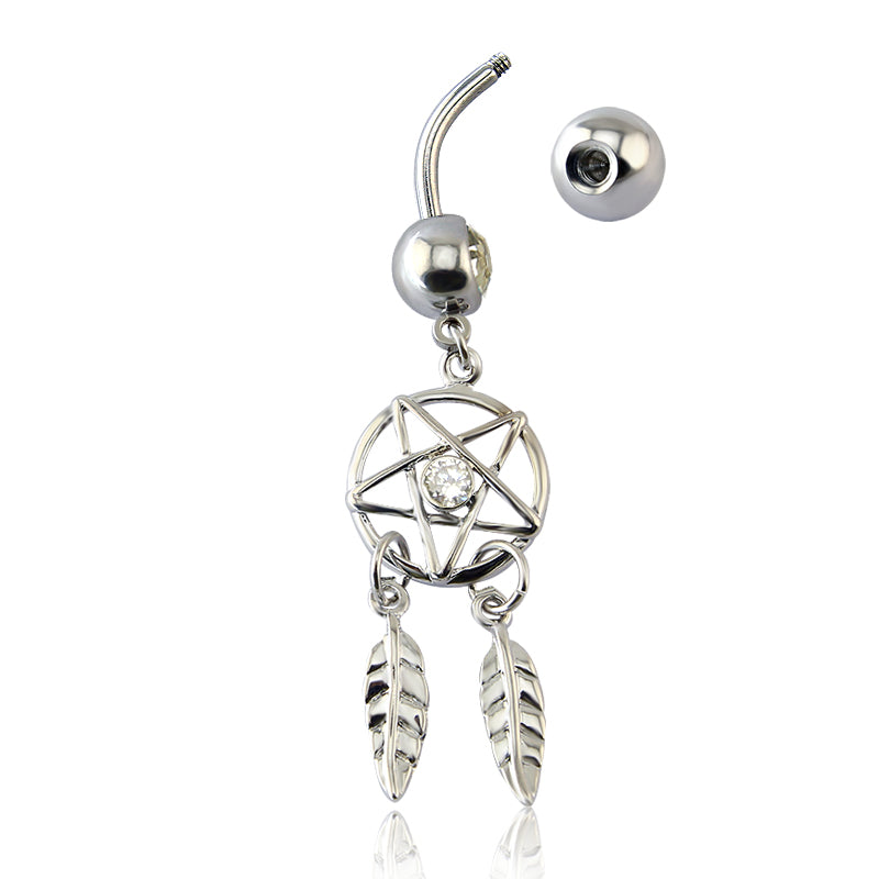 14g Dreamcatcher Dangle Belly Button Rings Stainless Steel Navel Piercing Jewelry