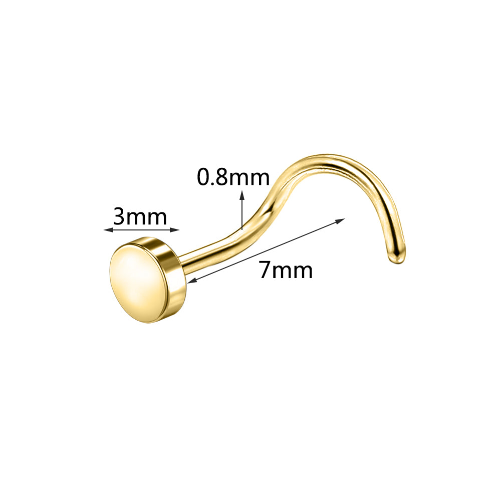 5Pcs/Set 20g Round Flat Nose Ring Piercing Corkscrew Nose Stud