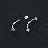 8Pcs 16G Stainless Steel Cubic Zirconia Curved Barbell Eyebrow Ring Daith Rook Piercing-Economic Set