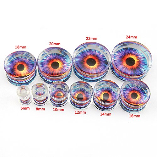 Acrylic Transparent Purple Eyeball Fashion Ear Plugs Tunnel Expander Gauges Piercing