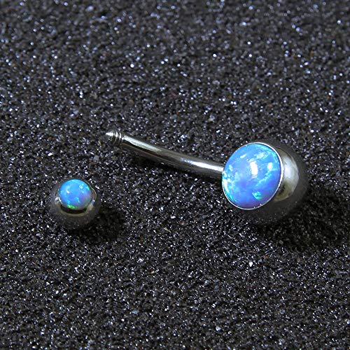 ZS 14g Fire Opal Belly Button Rings 316l Surgical Stainless Steel Belly Navel Ring Body Jewelry