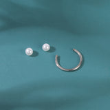 2pcs 14G Pearl Nipple Barbell Ring Horse Shoe Nipple Piercing