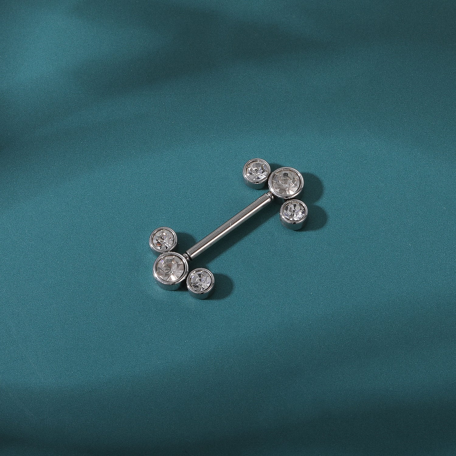2pcs 14G Plug-in Nipple Ring White Crystal Nipple Piercings