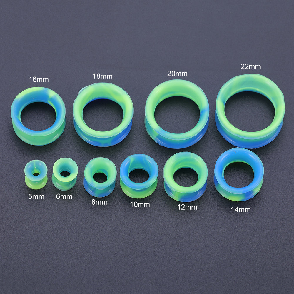5-22mm-Thin-Silicone-Flexible-Blue-Green-Ear-Tunnels-Double-Flared-Expander-Ear-Stretchers