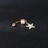 14g-White-Starfish-Belly-Button-Rings-Crystal-Gold-Belly-Navel-Piercing-